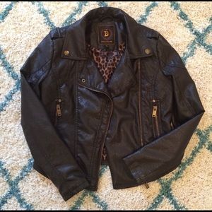 Brown Faux Leather Moto Jacket